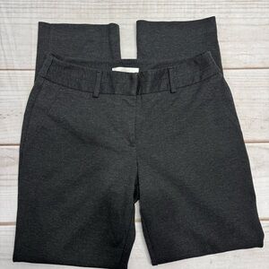 Chico’s Charcoal Gray Straight Leg Knit Ponte Pants Faux Back Pockets Size .5/6